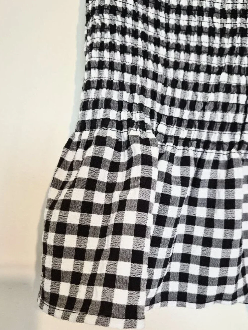 H&M Ginghan Smocked Mini Skirt